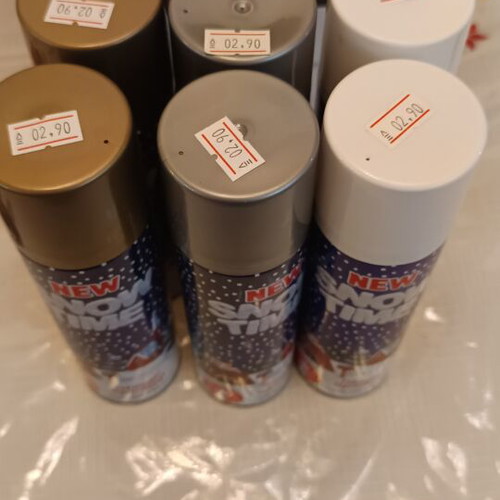 Snow Spray Set 6 Pieces 250ml New, Gold, Silver, White