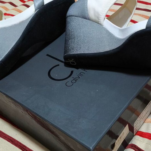 Calvin Klein women's sandals used, white and gray, size 40