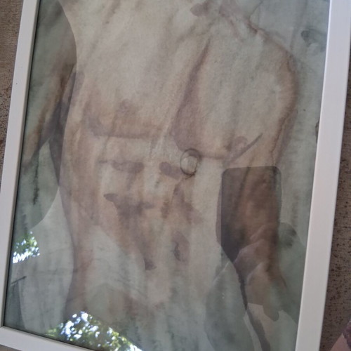 Painting "Γυμνο" framed 20×30cm, like new, signed