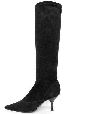 Sergio Rossi black stretch suede boots used, size 38.5
