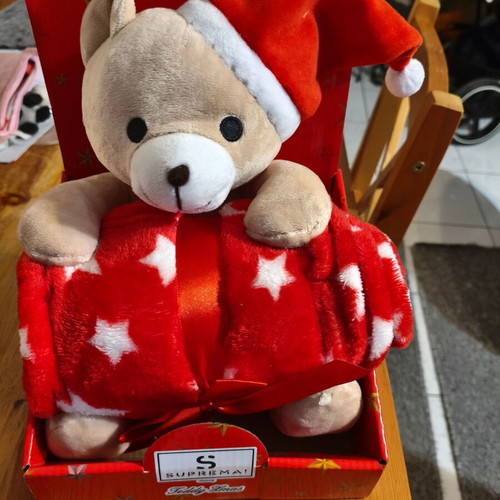 Christmas teddy bear new with blanket