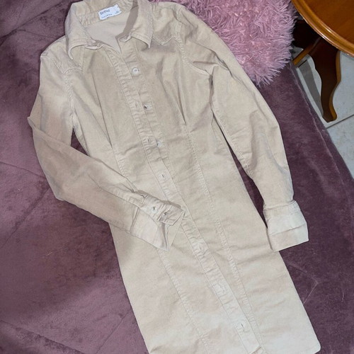 Beige corduroy dress Bershka like new, can be worn as jacket