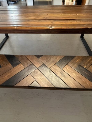 Dining set 2.00x1.00 m with bench, solid fir wood, walnut finish