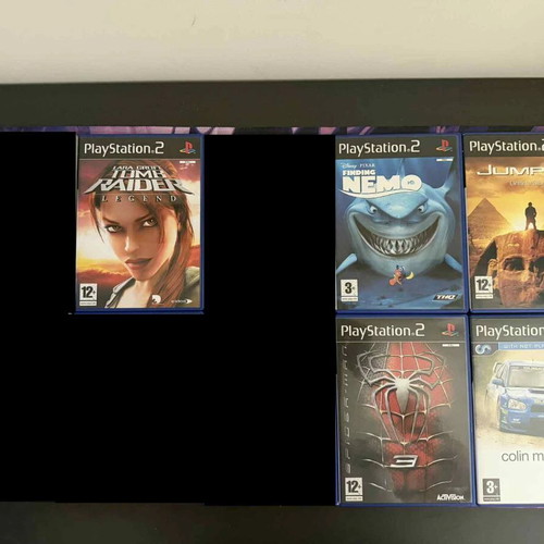 PlayStation 2 games Lara Croft, Finding Nemo, Spider-Man, Colin McRae, like new