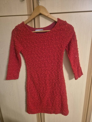 Red knit dress with sequins like new