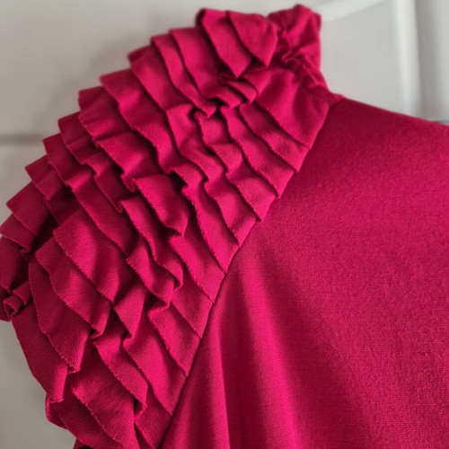 Red dress with ruffles on sleeves pencil line, like new