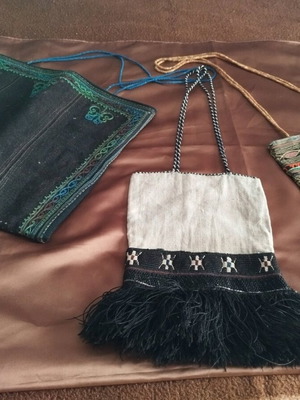 Traditional woven old bags, set of three