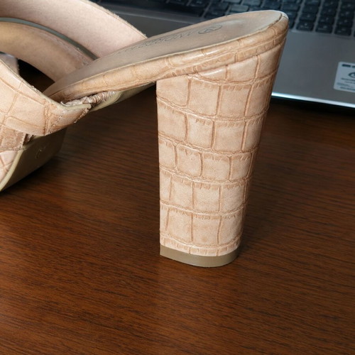 Andrés Machado Nude Croco Mules size 44 like new with 11 cm block heel