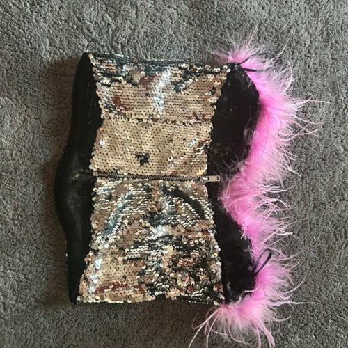 Women's blouse with strass and feathers for special events, new