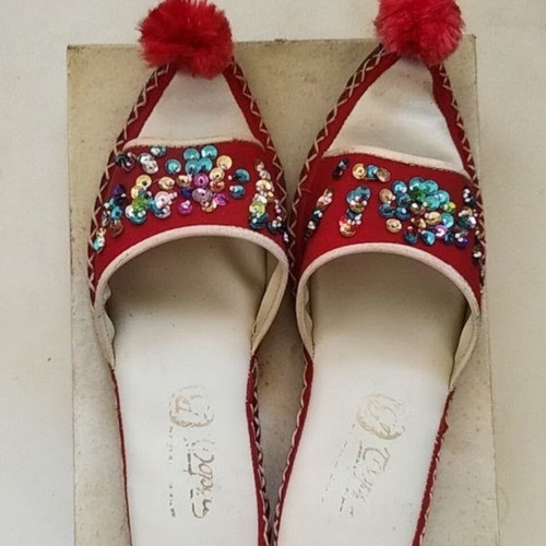 Deichmann vintage women's slippers 80s-90s, red, made in Italy