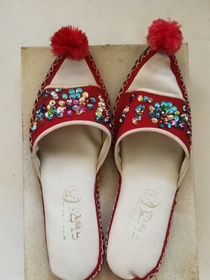 Deichmann vintage women's slippers 80s-90s, red, made in Italy