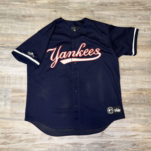 Yankees baseball jersey used, XL, navy blue mesh