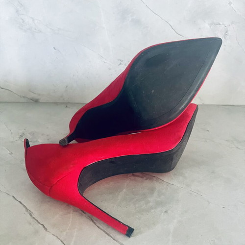 Bershka Red Suede Heels Size 38 New