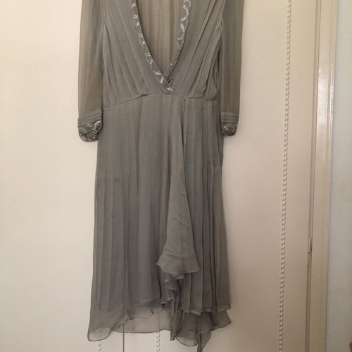 Vintage muslin dress with bead and rhinestone embroidery used