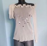 Mesh Decorated Blouse with Open Shoulders, Like New, Sizes M-3XL