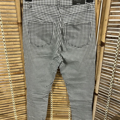 Stradivarius Black and White Checkered Super High Waist Jeans, Size 38