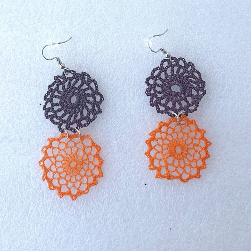 Handmade knitted two-tone earrings new