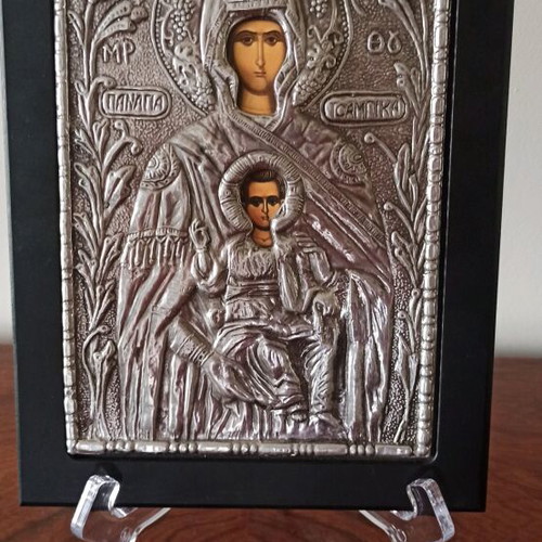 Panagia Tsampika metal icon like new 23.5×18 cm
