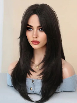 Natural wig black color 100% human hair new