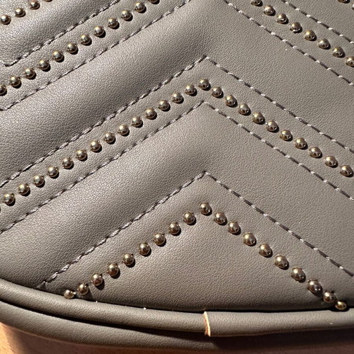 Gray oval crossbody bag with gold details new