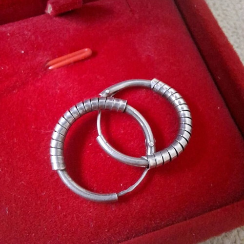 Silver earrings used, hallmarked