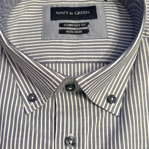 Navy & Green Men’s Striped Shirt XL New