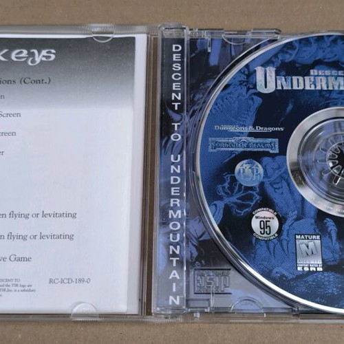 Advanced Dungeons And Dragons Descent To Undermountain PC CD-ROM like new