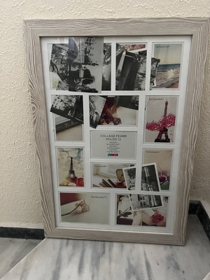 Wooden collage photo frame like new, holds 12 photos