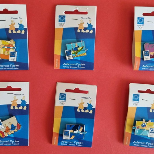 Pins Athens 2004 Mascot Sports new, set of 35 pieces