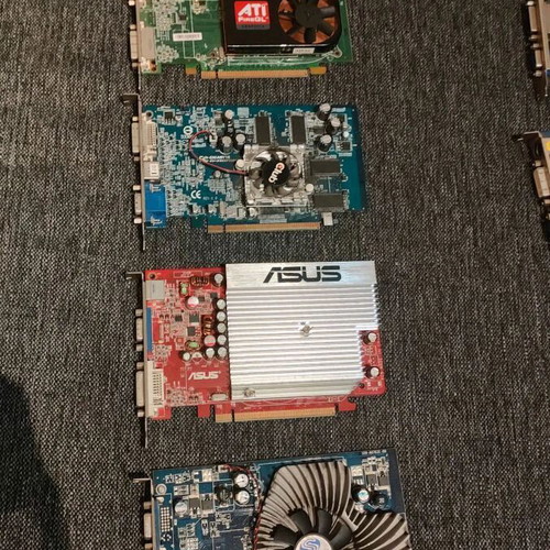 Radeon X600 Pro and Nvidia 6600GT graphics cards used, broken