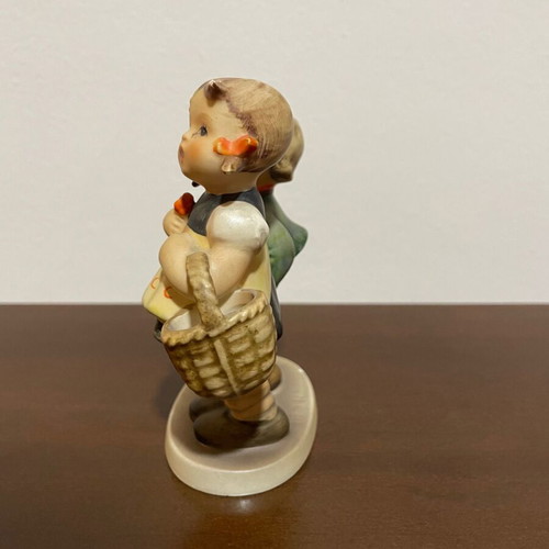 Hummel Goebel vintage porcelain double figurine boy and girl with basket