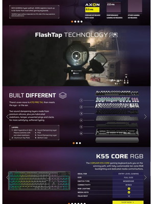 Corsair K70 PRO TKL RGB tenkeyless mechanical gaming keyboard
