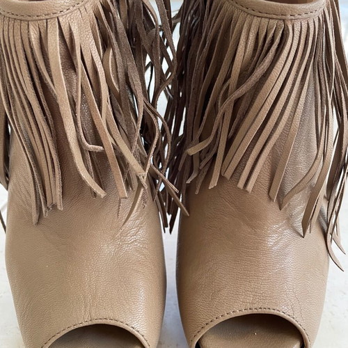 Leather ankle boots, beige, size 37