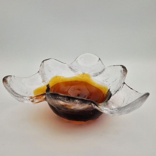 Humppila Kivi-Set Art Glass Bowl signed Pertti Santalahti, like new