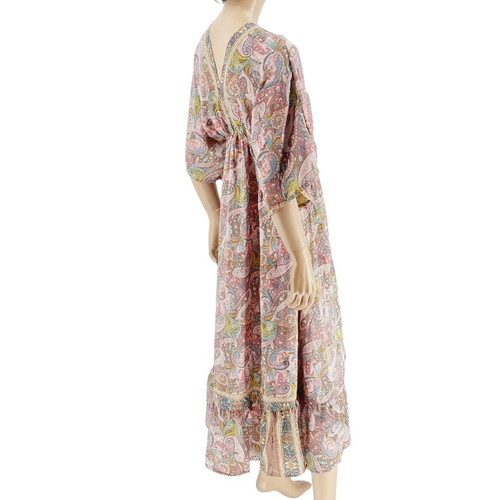 Long dress with batwing sleeve and frill Double Six new, pink multicolor
