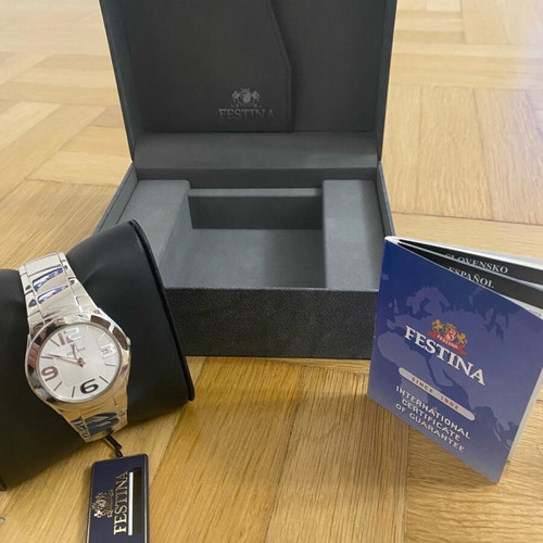 Festina Classic 36mm watch new, unisex, white and silver