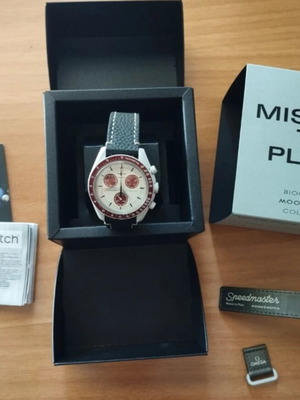 Swatch x Omega Bioceramic MoonSwatch Mission to Pluto watch with extra strap