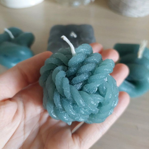 Handmade candles new, pack of 4 in petrol color