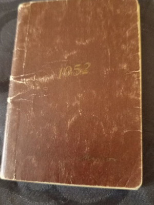 Agenda diary 1952 used with worn covers