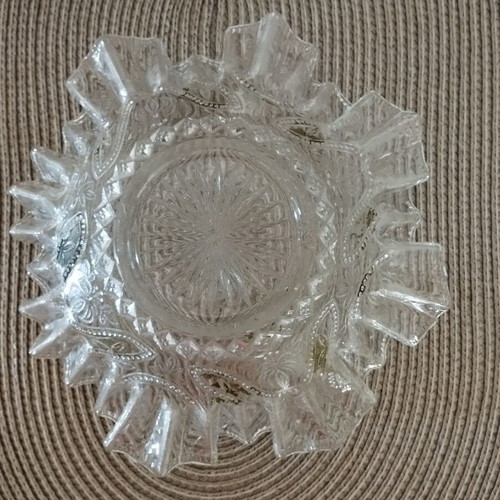 Fondant dish used, 1950s glass with embossed design