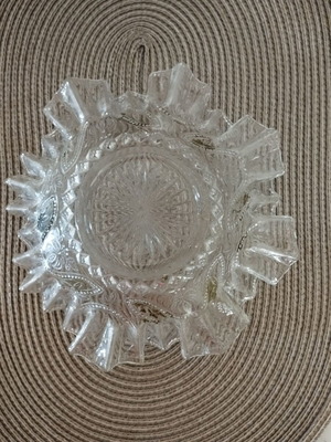 Fondant dish used, 1950s glass with embossed design