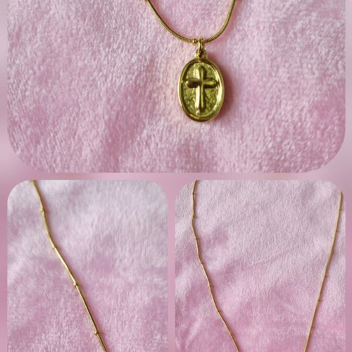 Stainless Steel Cross Necklace Gold Color New