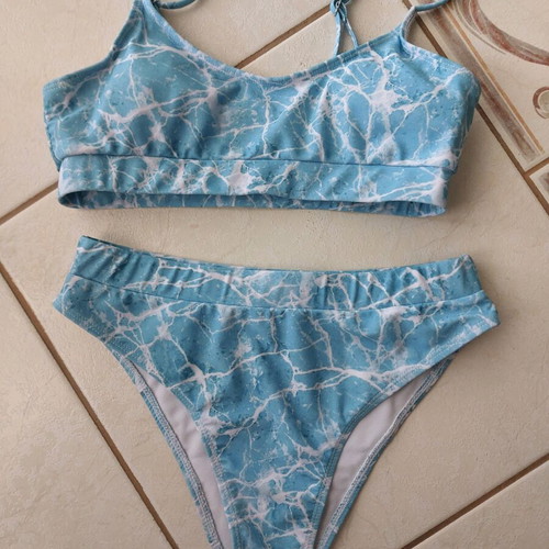 Shein women's bikini set like new, white and turquoise, size M