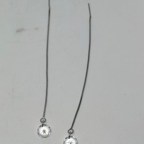 Silver Drop Chain Earrings with Swarovski Crystals like new