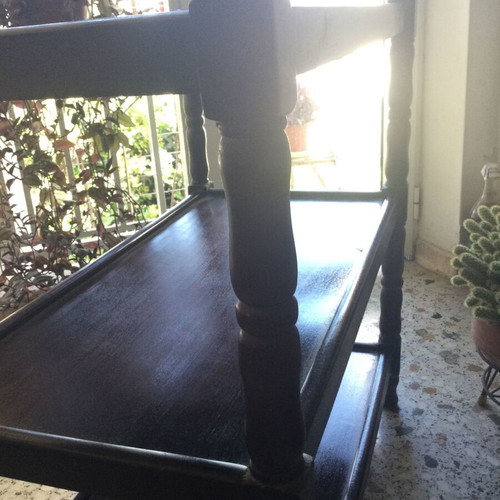 Vintage television stand used, solid walnut, 1970s