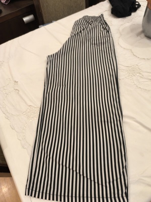 Susy Mix striped crop pants, straight fit, black and white