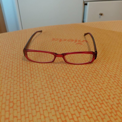 Eyeglass frame used, dark burgundy, cellulose acetate