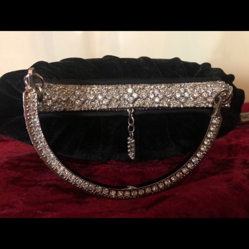 Evening velvet handbag with Swarovski stones new