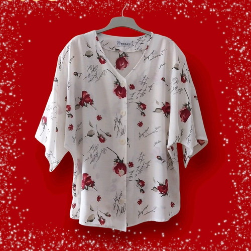 Short-sleeve shirt with flowers like new, size L