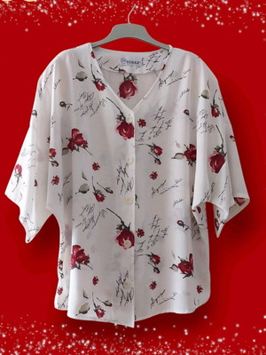 Short-sleeve shirt with flowers like new, size L